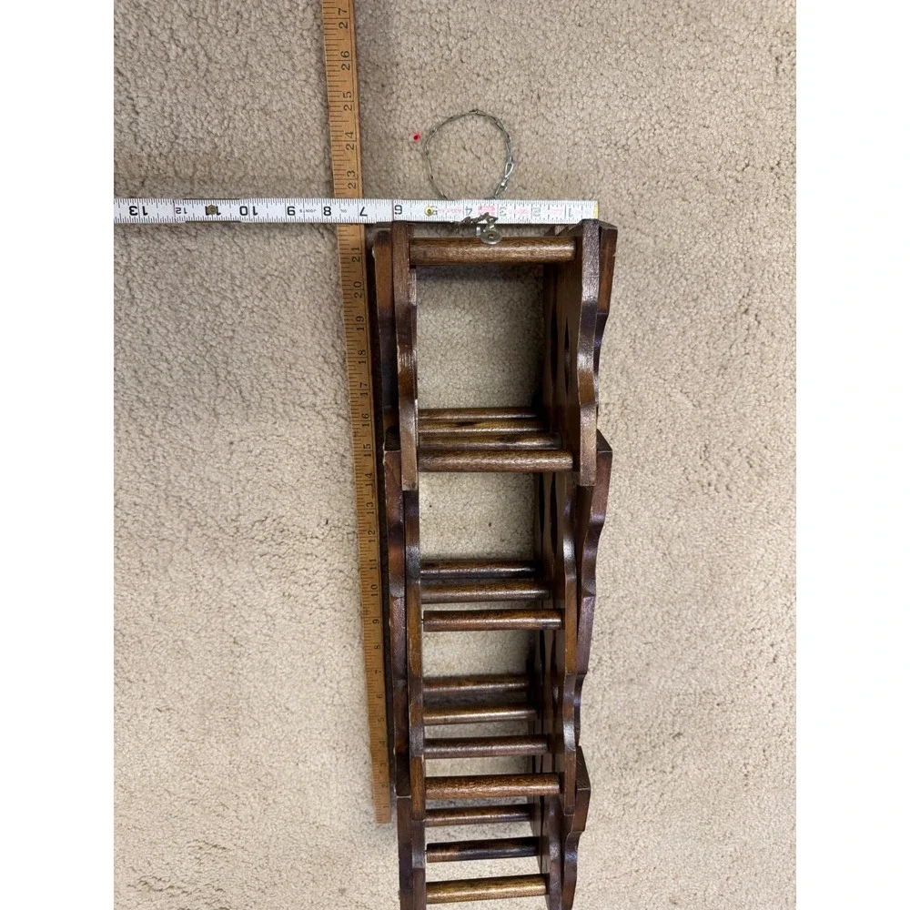 Vintage Mid Century Modern Accordion Wood Wine Rack with Chain Expandable MCM